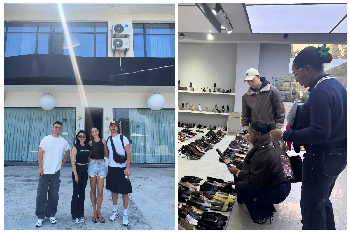 Client visiting the footwear showroom